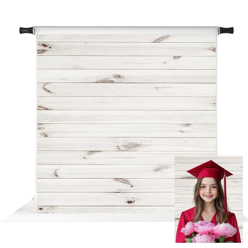 Kate 8x8ft White Wood Backdrop Horizontal Wood Texture Backgrounds Party Decoration Backdrops Studio Photo Props Backgrounds - Image 1